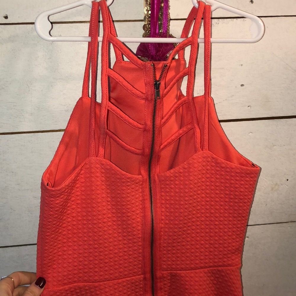 Peachy colored dress